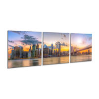 BILDER-SET aus Glas je 50x50 cm New York Skyline - Anthrazit, Glas (150/50cm) - artissimo