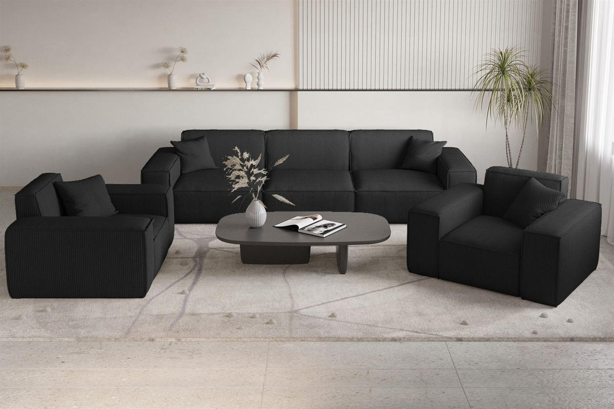 SESSEL Celes Premium Stoff Scala - Schwarz, Holzwerkstoff/Textil (121/73/88cm) - Fun Möbel