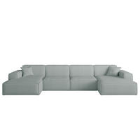 WOHNLANDSCHAFT U-form Celes Premium Stoff Scala - Pastellblau, Holzwerkstoff/Textil (379/73/165cm) - Fun Möbel