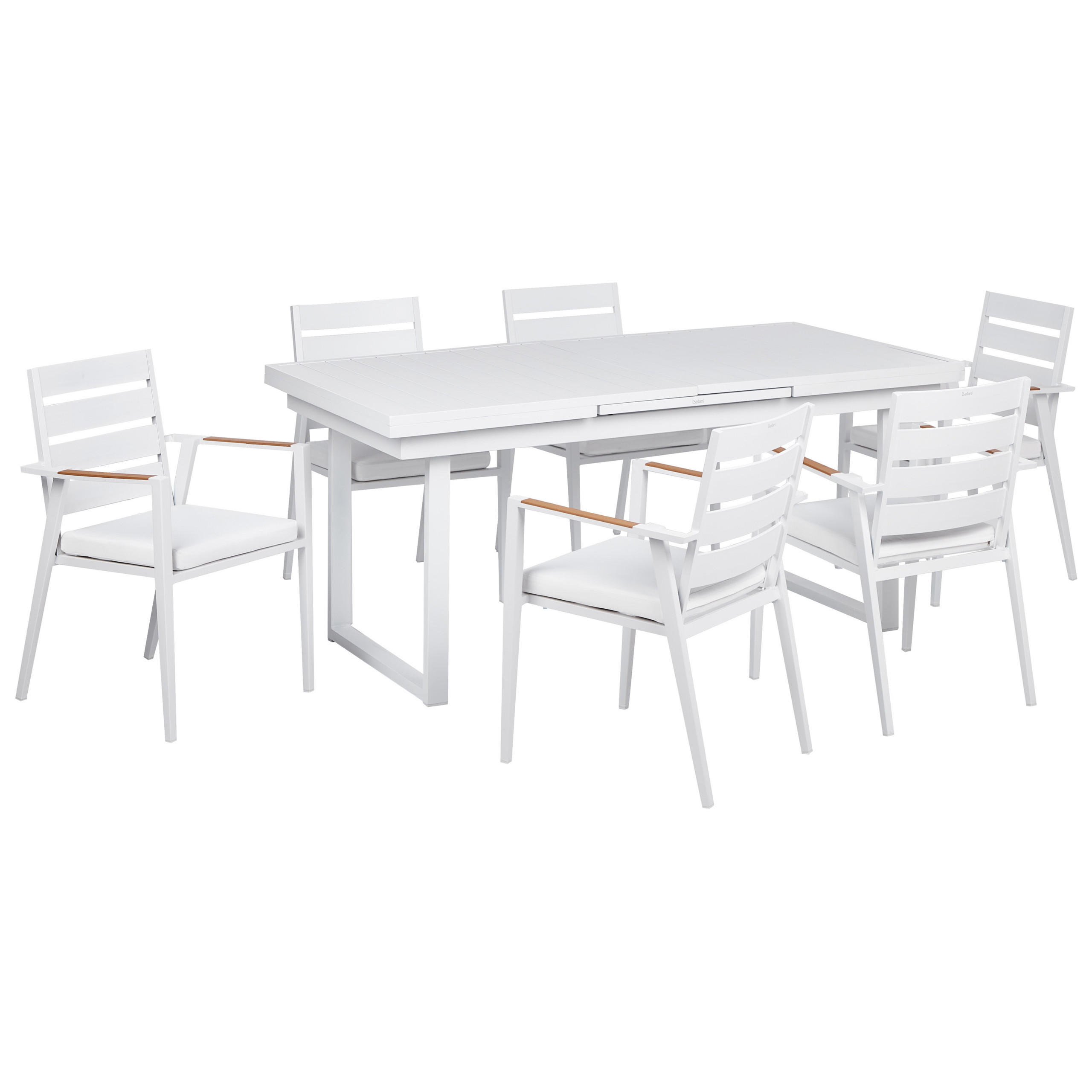 GARTENMÖBEL-SET 6-Sitzer Weiß Valcanetto/Taviano - Hellbraun/Weiß, Metall - Beliani