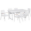 GARTENMÖBEL-SET 6-Sitzer Weiß Valcanetto/Taviano - Hellbraun/Weiß, Metall - Beliani