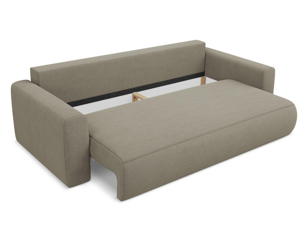 3-SITZER SOFA mit Schlaffunktion Strukturstoff Stoff Beige - Beige/Schwarz, Kunststoff/Textil (238/82/105cm) - Makamii