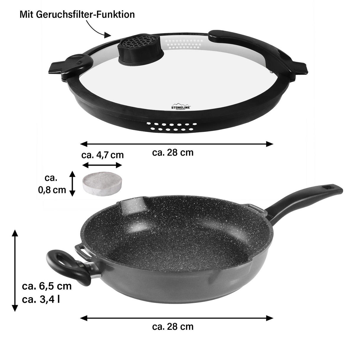 SCHMORPFANNE 24cm mit Deckel - Anthrazit, Metall (50/33/18cm)