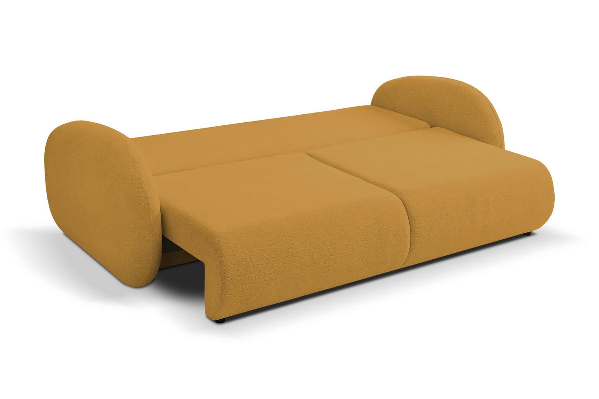 SOFA LOOP Schlaffunktion & Bettkasten PUR-Schaum Schwarze Kunststofffüße skandinavischer Stil lose Rückenkissen freistehend 234x112x86 cm Gold - Goldfarben, Holz/Textil (234/86/112cm) - DomoHome