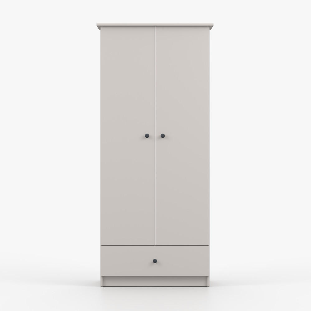 DREHTÜRENSCHRANK 85,5/193/53 cm 2-türig Olaf II Kaschmir + anthrazit Griffe - Kaschmir/Anthrazit, Holzwerkstoff/Metall (85.5/193/53cm) - imoebel24
