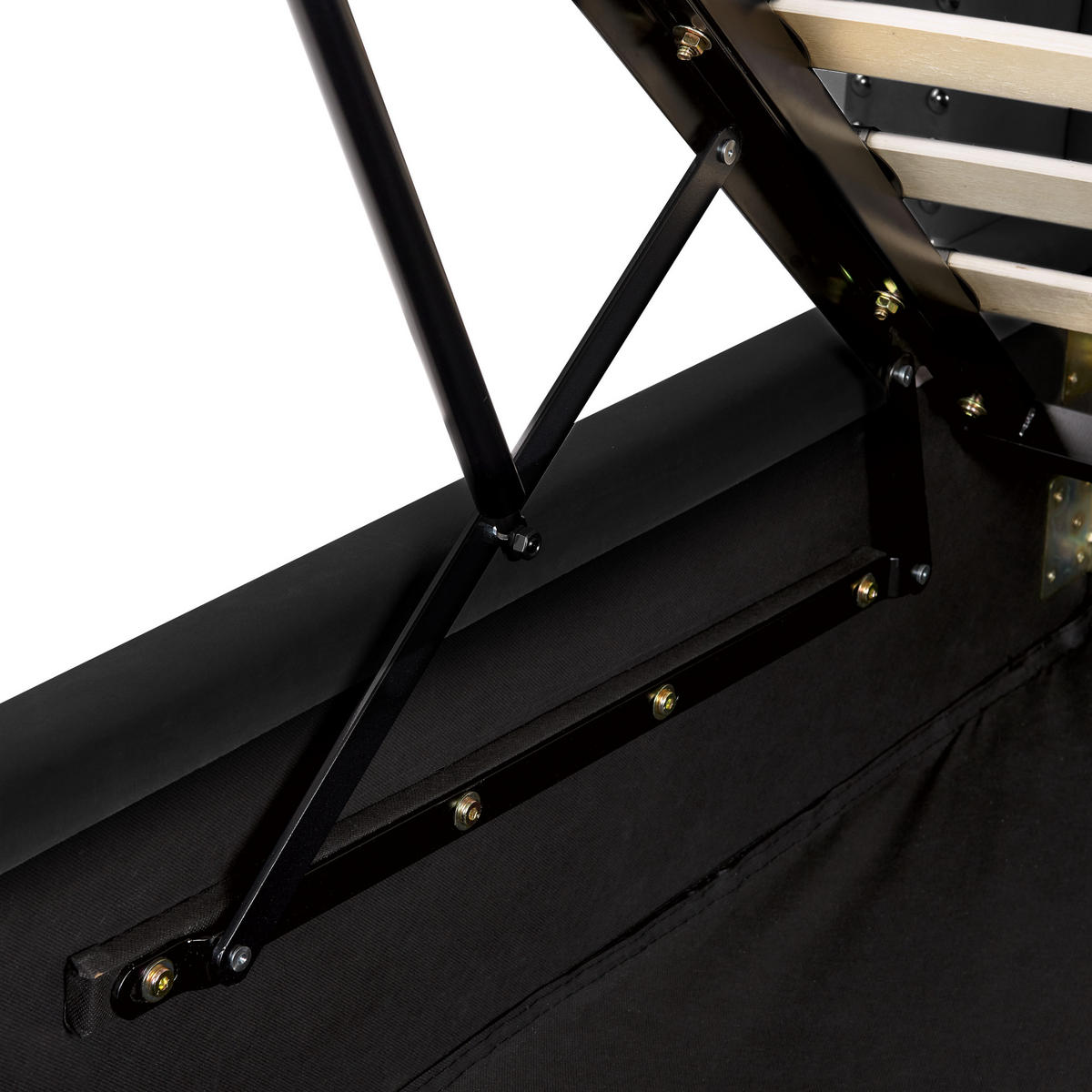 POLSTERBETT 160x200 cm Schwarz Lubbon - Schwarz, Textil (160/200cm) - Beliani