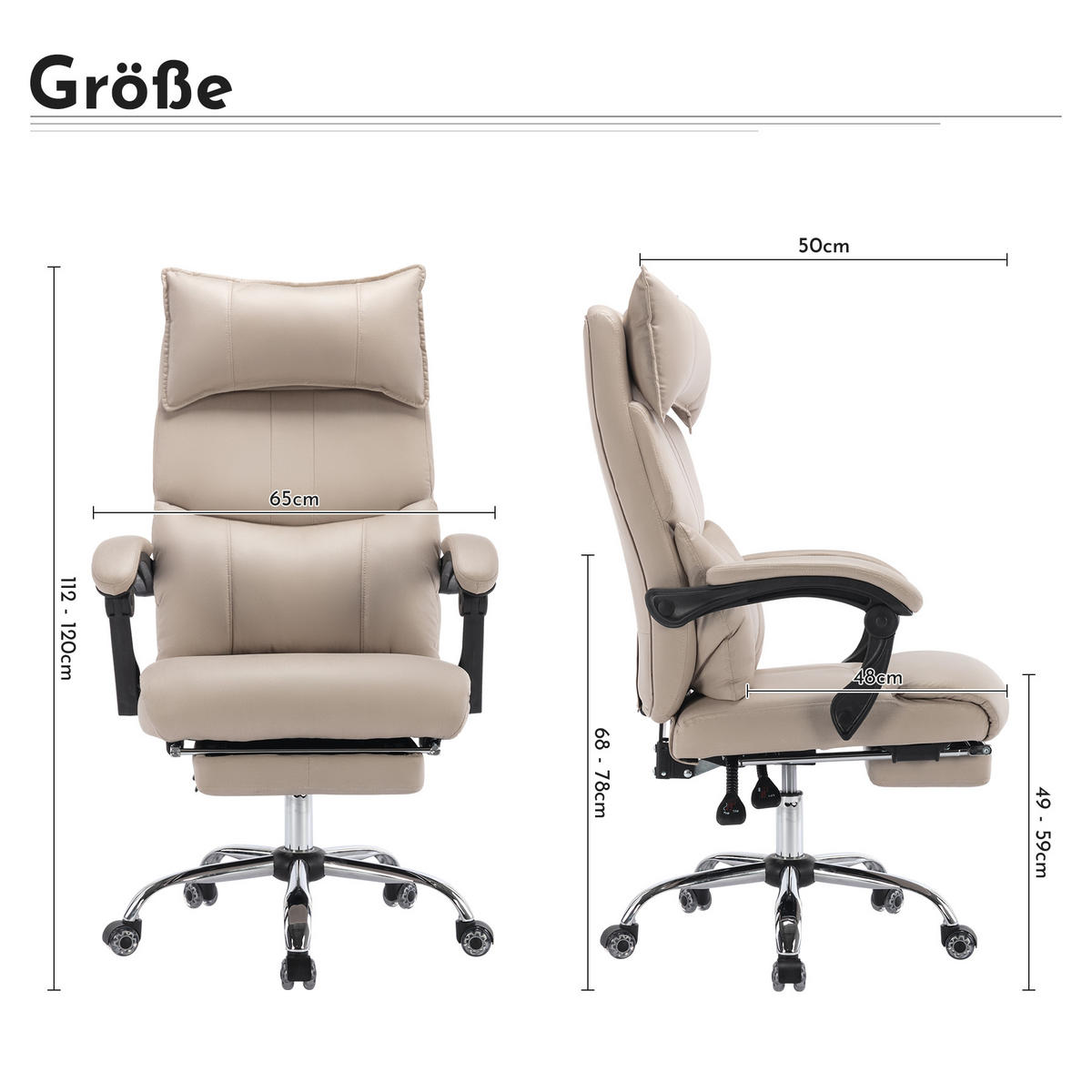 SNURRSTOLAR, tyg, ergonomiska, svankstöd, beige - Beige, Metall (48/120/65cm) - SHOPENTRA