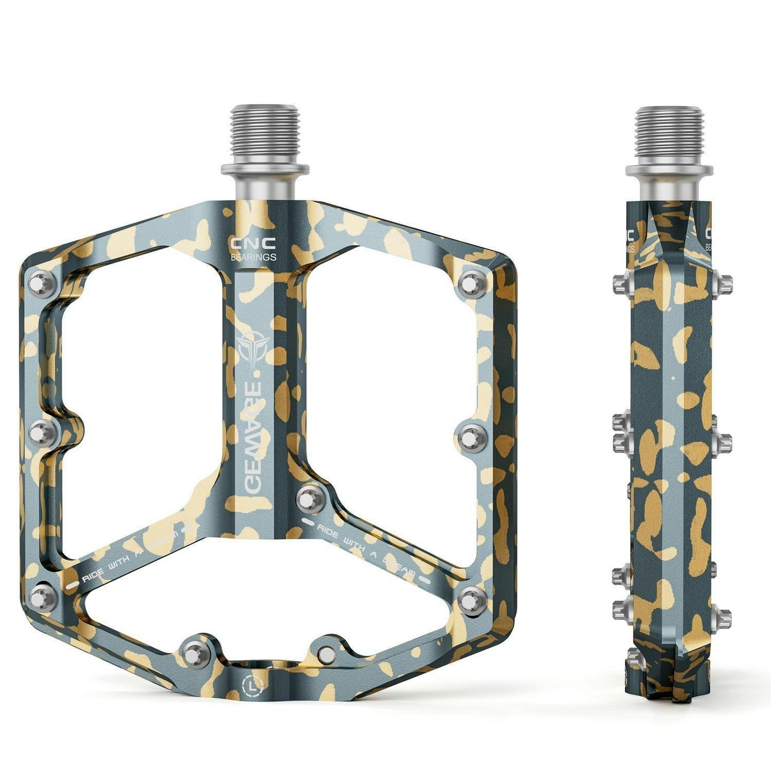 FAHRRADPEDALE Rennrad/Mountainbike Aluminiumlegierung Grau Tarnmuster 3 Lager - Multicolor, Metall (10.4/1.5/10.4cm)