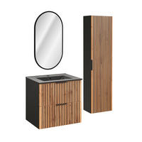 BADMÖBEL 60.2cm Gaia 2er-Set Holz in Eichenoptik und Schwarz - Schwarz, Holzwerkstoff (60.2/57/46cm) - Petits-meubles