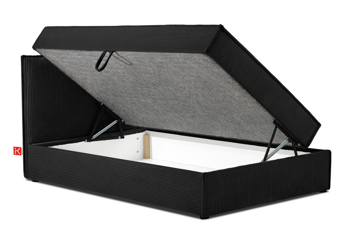 BOXSPRINGBETT ROTI Einzelbett, schwarz - Schwarz, Holz/Holzwerkstoff (100/200cm) - KONSIMO®