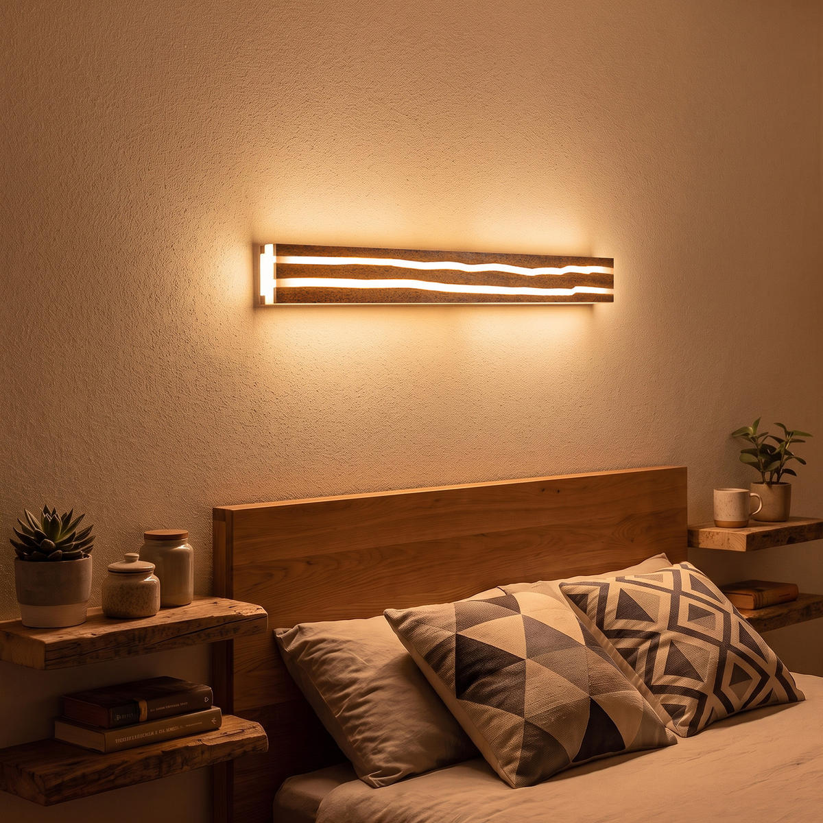 LED WANDLEUCHTE Zovlon 100/10/6.5 cm - Braun, Holz/Metall (10/6.5/100cm) - ZMH