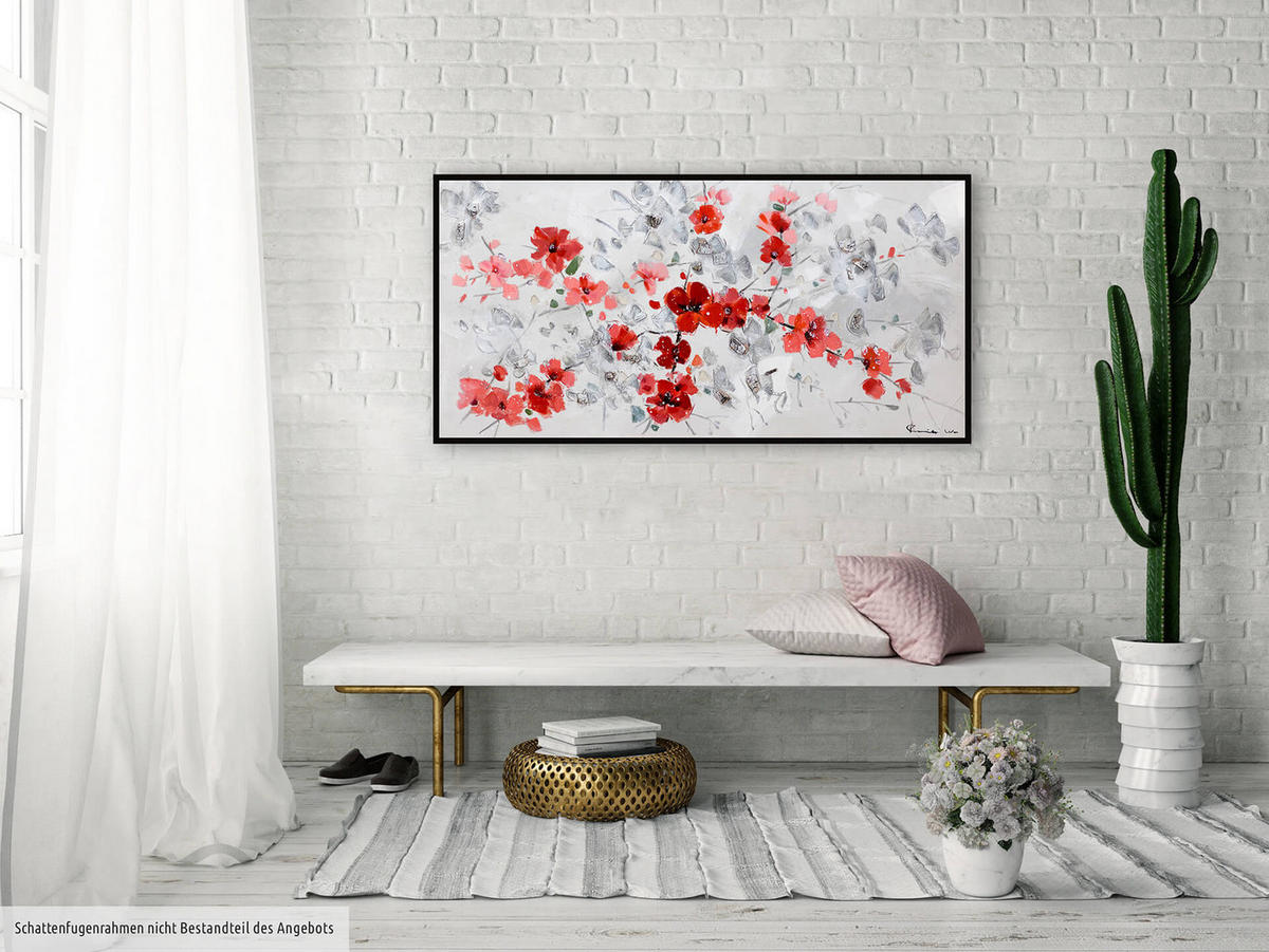 ACRYLBILD HANDGEMALT 120/60 cm - Rot, Holz/Textil (120/60cm) - KUNSTLOFT