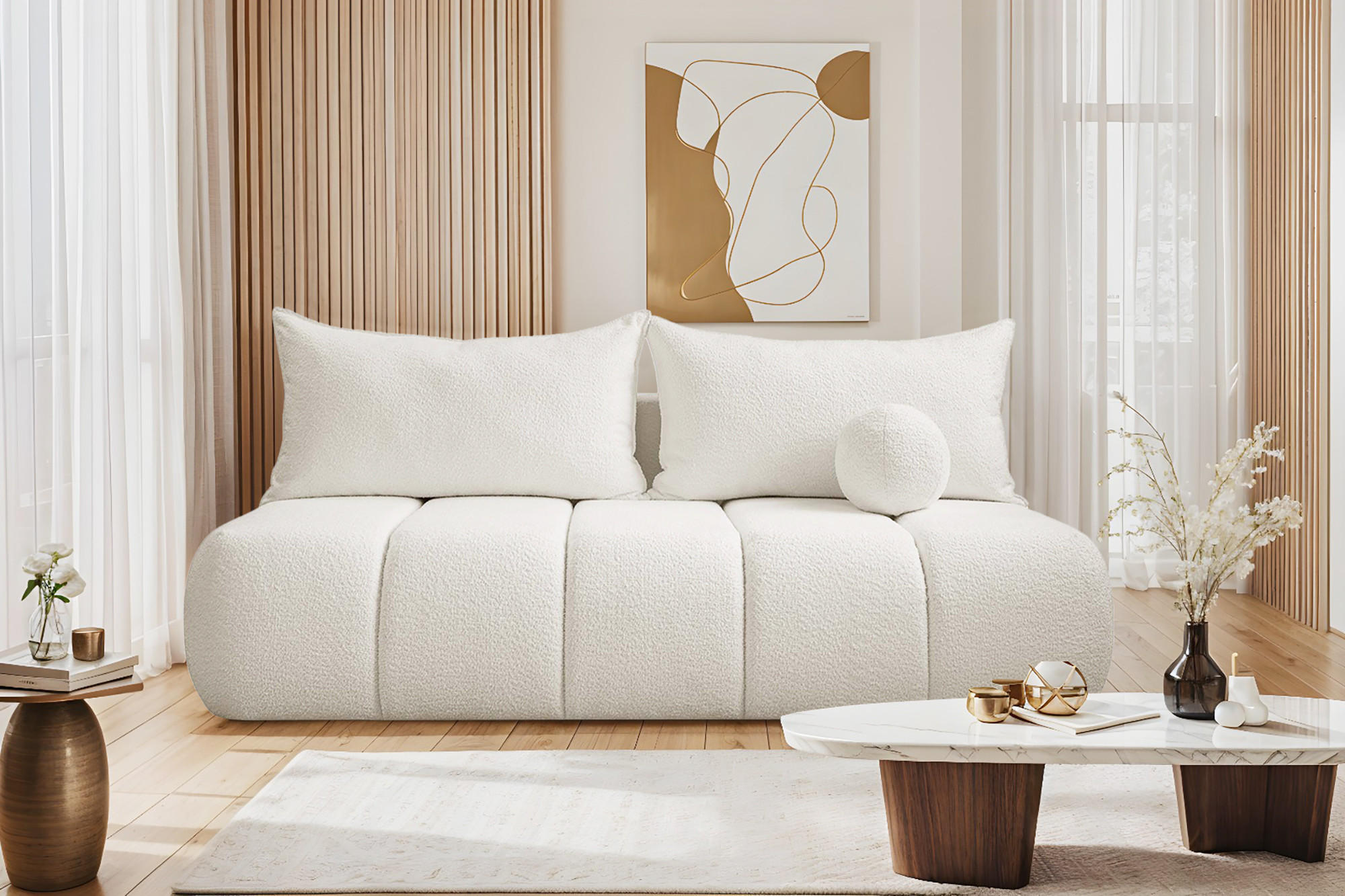 SCHLAFSOFA PIANO Ecru - Ecru, Holz (207/91/103cm) - Kaiser Möbel