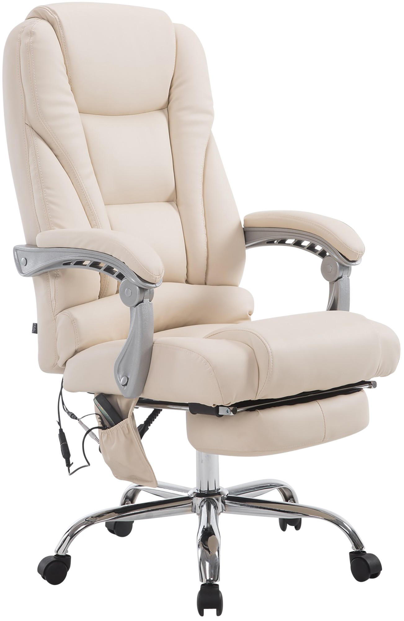CHEFSESSEL Lederlook creme - Chromfarben/Creme, Textil/Metall (68/118/64cm) - CLP