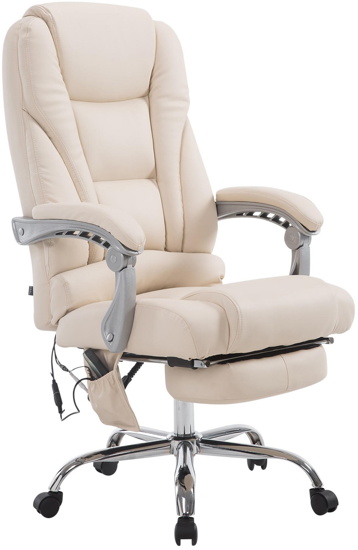 CHEFSESSEL Lederlook creme - Chromfarben/Creme, Textil/Metall (68/118/64cm) - CLP