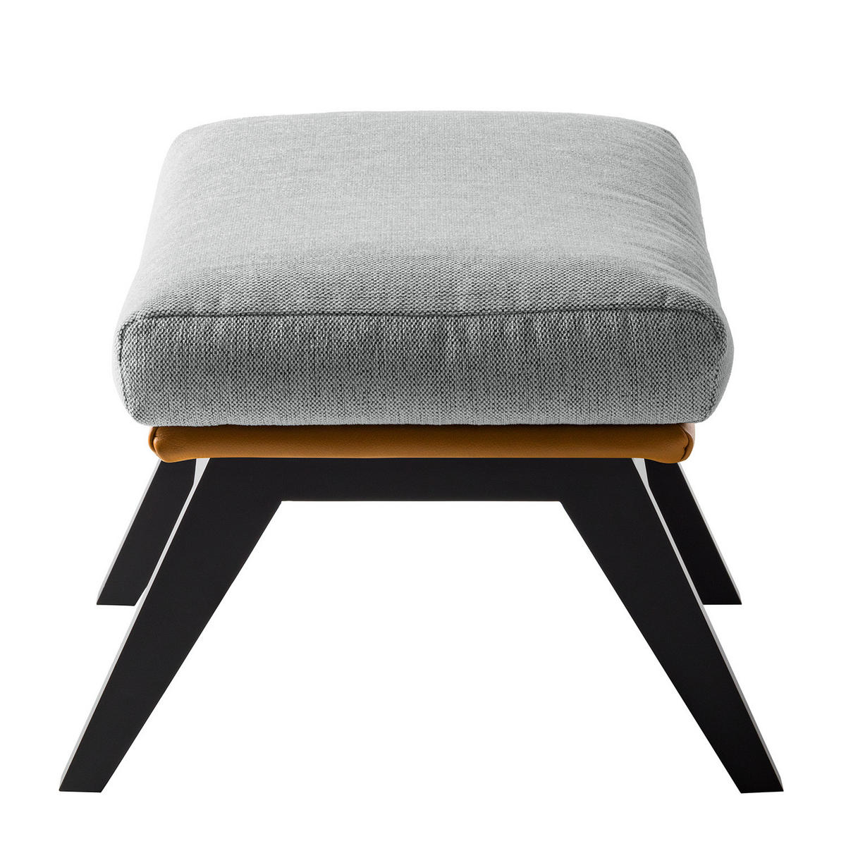 HOCKER mit Holzfüßen - Cognac/Hellgrau, Birkenholz/Textil (54/41/41cm) - home24