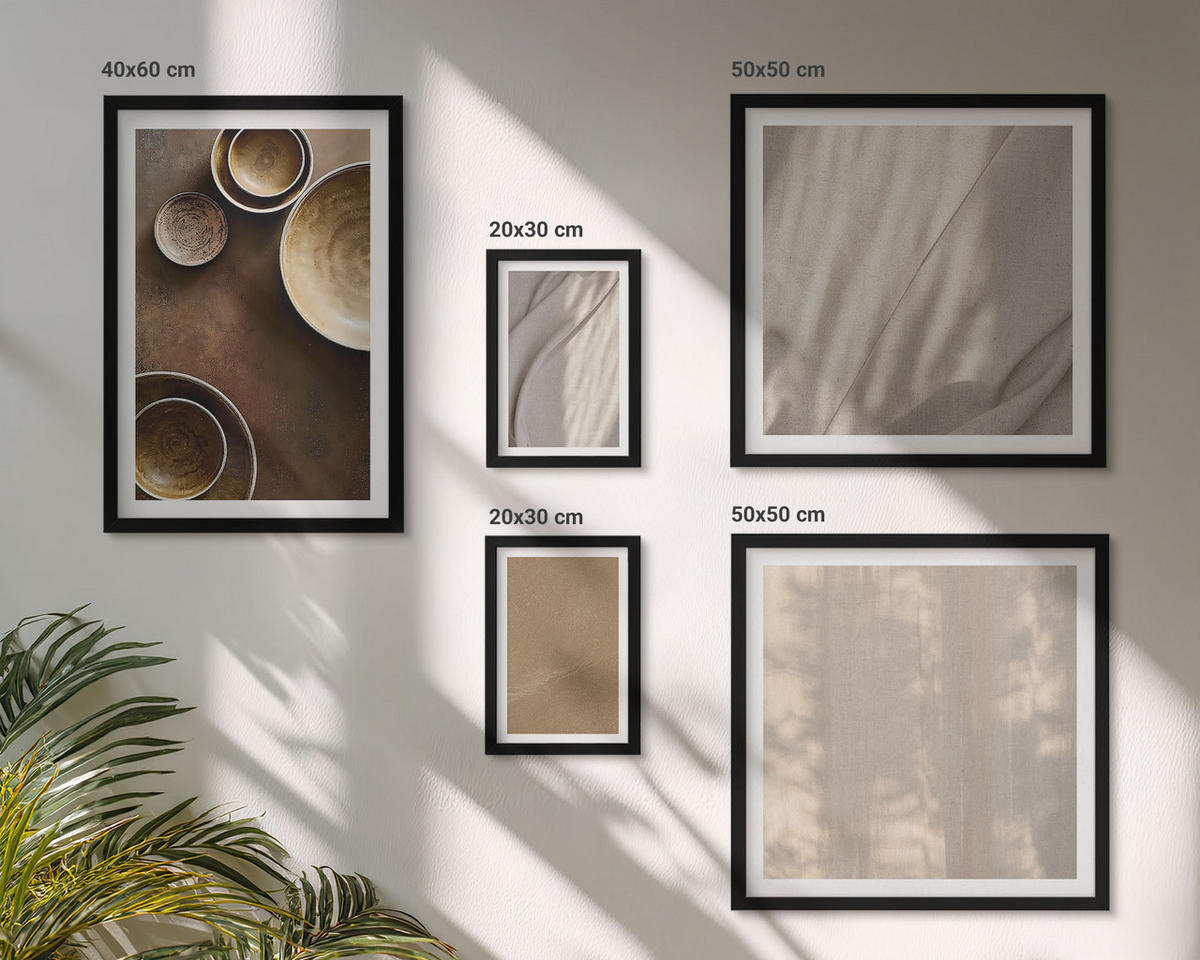 WANDBILDER 5er-Set - 50x50 cm & 20x30 cm & 40x60 cm Schwarzer Rahmen - Strukturen, Texturen, Minimalismus - Schwarz, Kunststoff (40/60cm) - ArtPrintCave