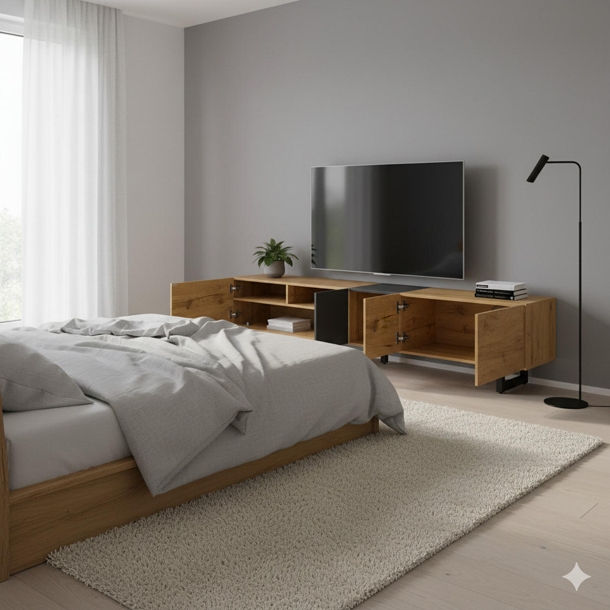 SIDEBOARD Industrieller Stil 170 /36.5/ 42 cm - Eichefarben, Holzwerkstoff (170/42/36.5cm) - Urban Meuble