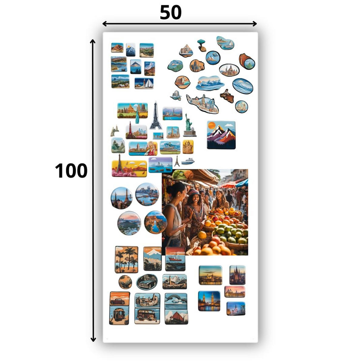 MAGNETTAFEL Klein & Groß Weiß 100x50 cm - Magnetisches Stahlboard für Magnete, Fotos und Notizen, Beschreibbar - Weiß, Metall (50/100/0.7cm) - ANWICAR