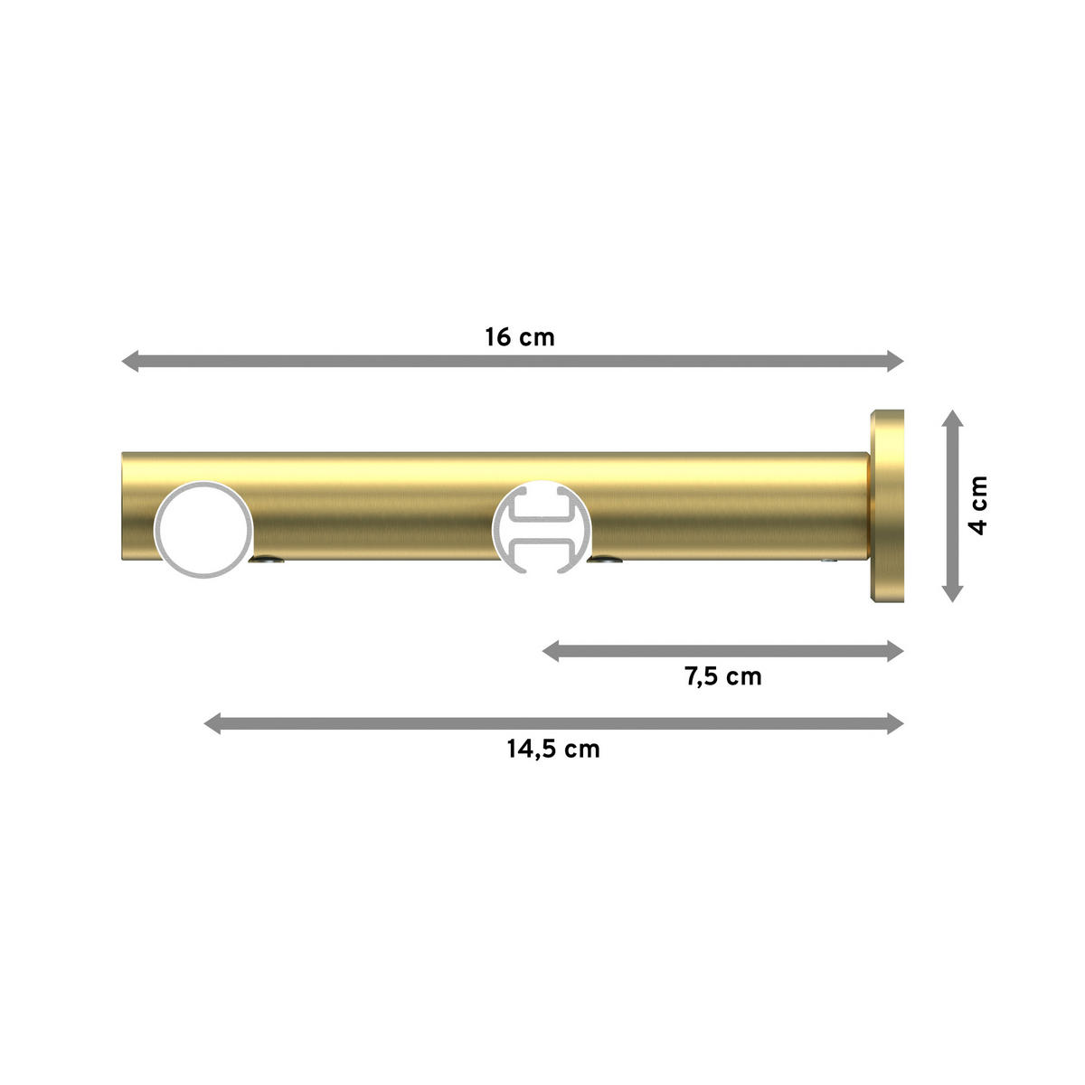 RUNDROHR-INNENLAUF-GARDINENSTANGEN-SET Platon Verano 260 cm (geteilt in 2 x 130 cm), 2-läufig, 20 mm Ø Messing-Optik - Messingfarben/Goldfarben, Metall (260cm) - INTERDECO