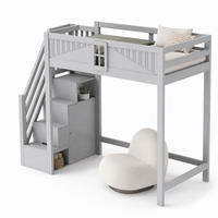 HOCHBETT 90/200 mit Sicherheitstür Fenster und Sicherheitsleiter in Grau - Grau, Holz (90/200cm) - EVRYAE