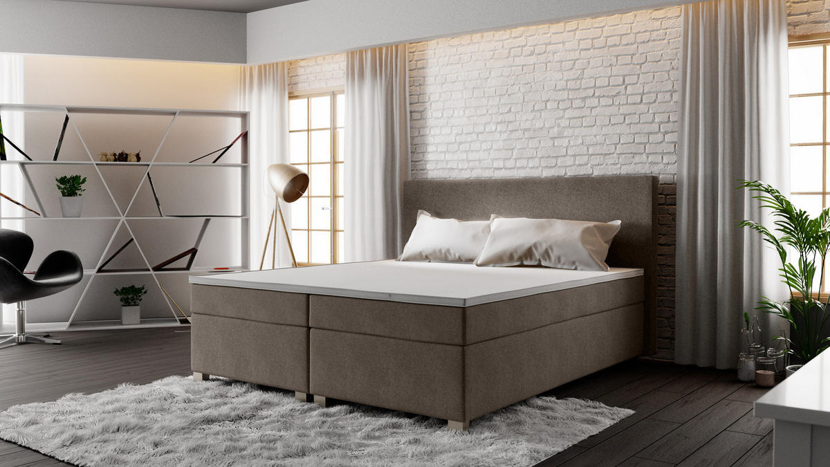 BOXBETT SIMPLE mit Matratze H3, Bonell und Topper 140x200 COSMIC 03 - Braun, Textil (140/200cm) - Bedante