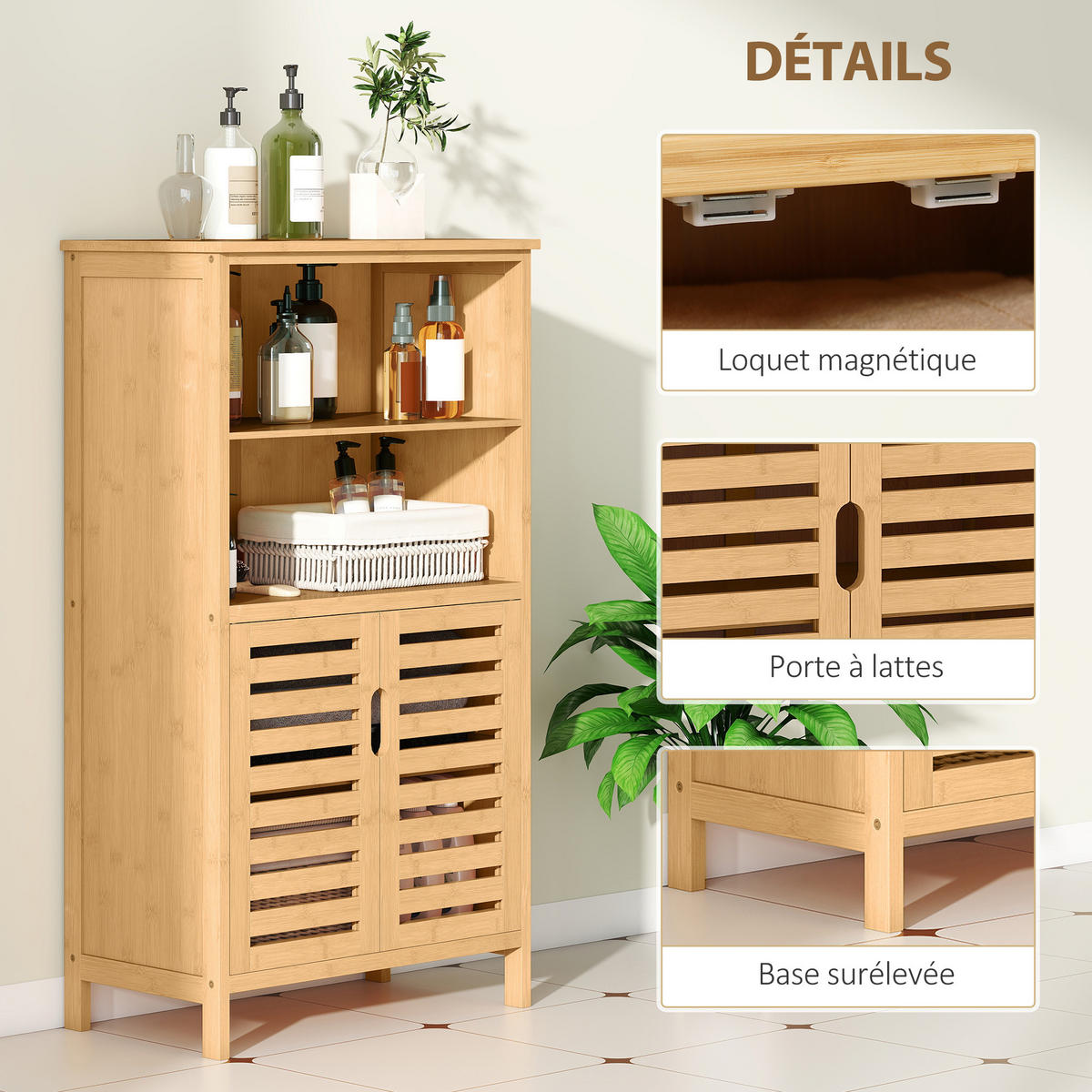 BADREGAL DE-12362 50/29/92 cm Natur - Naturfarben, Naturmaterialien (29/92/50cm) - ComfortXL