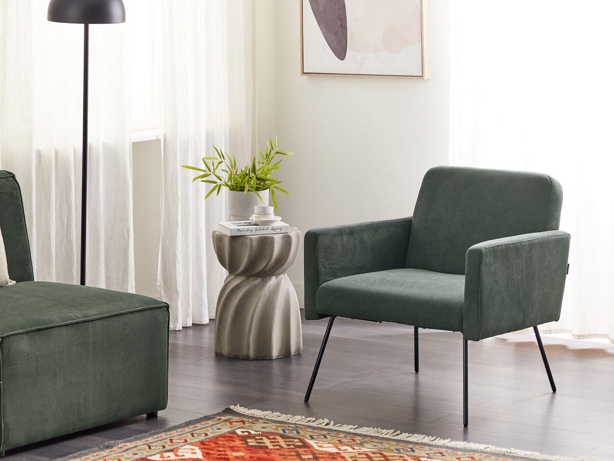 SESSEL Cord Grün Narken - Grün, Textil/Metall (72/77/76cm) - Beliani