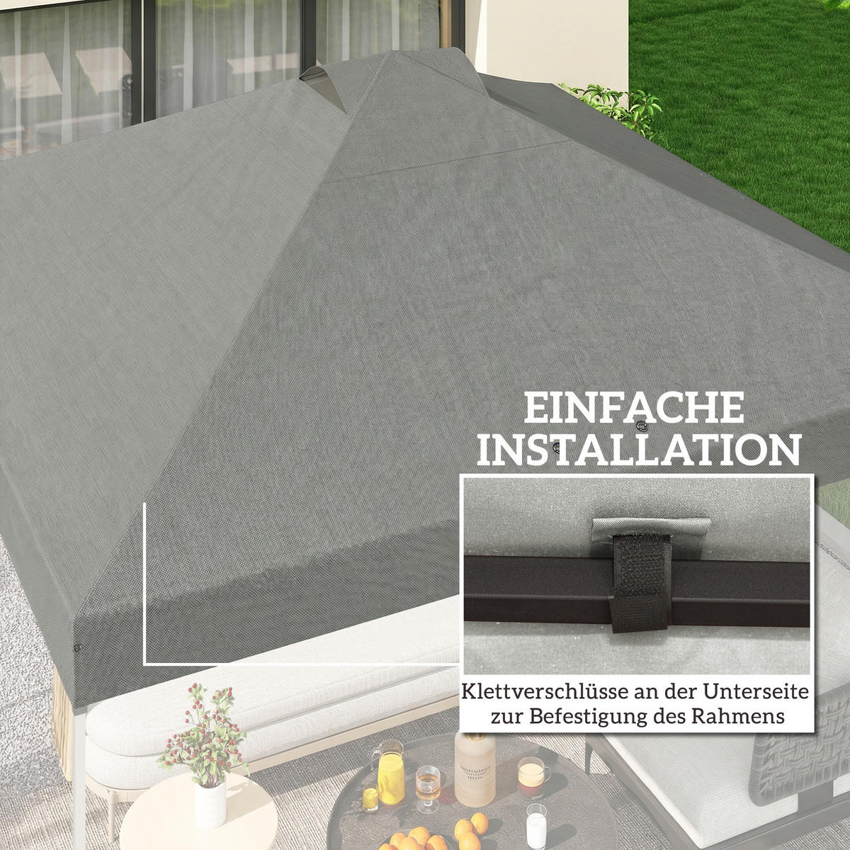 ERSATZDACH 210D-Oxford-Stoff Hellgrau - Hellgrau, Textil (300/25/300cm) - Outsunny