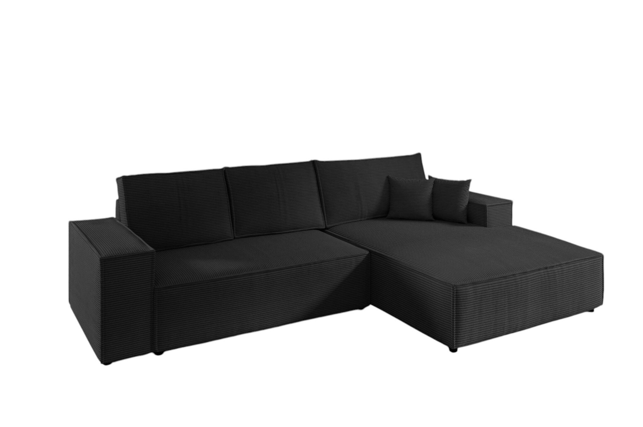 ECKSOFA Corunia In Poso - Schwarz, Holzwerkstoff/Textil (294/185cm) - Fun Möbel