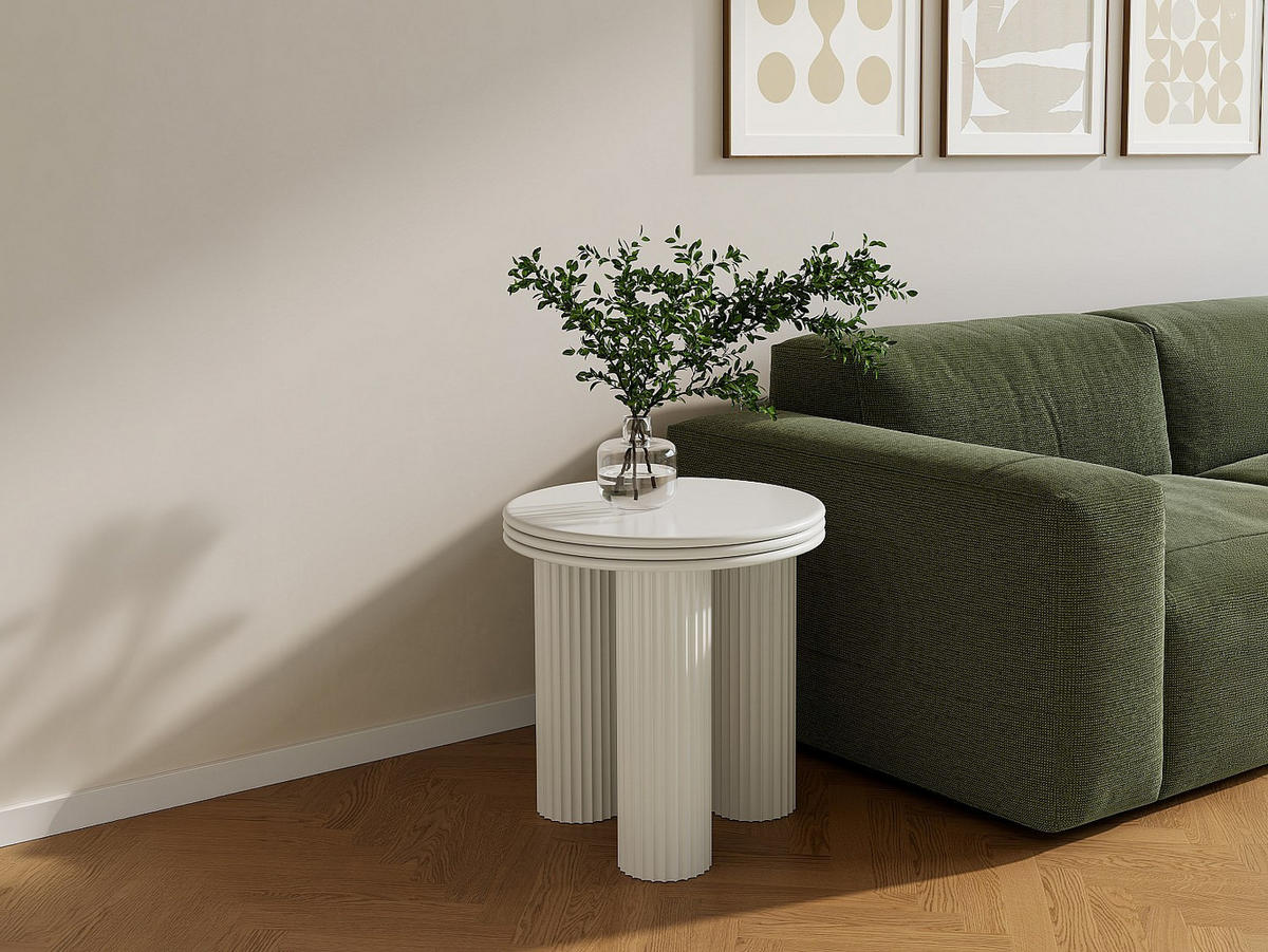 BEISTELLTISCH - 40 cm x 40 cm - metall - cremefarben Ravoka - Creme, Metall (40/40/45cm) - Vente-Unique
