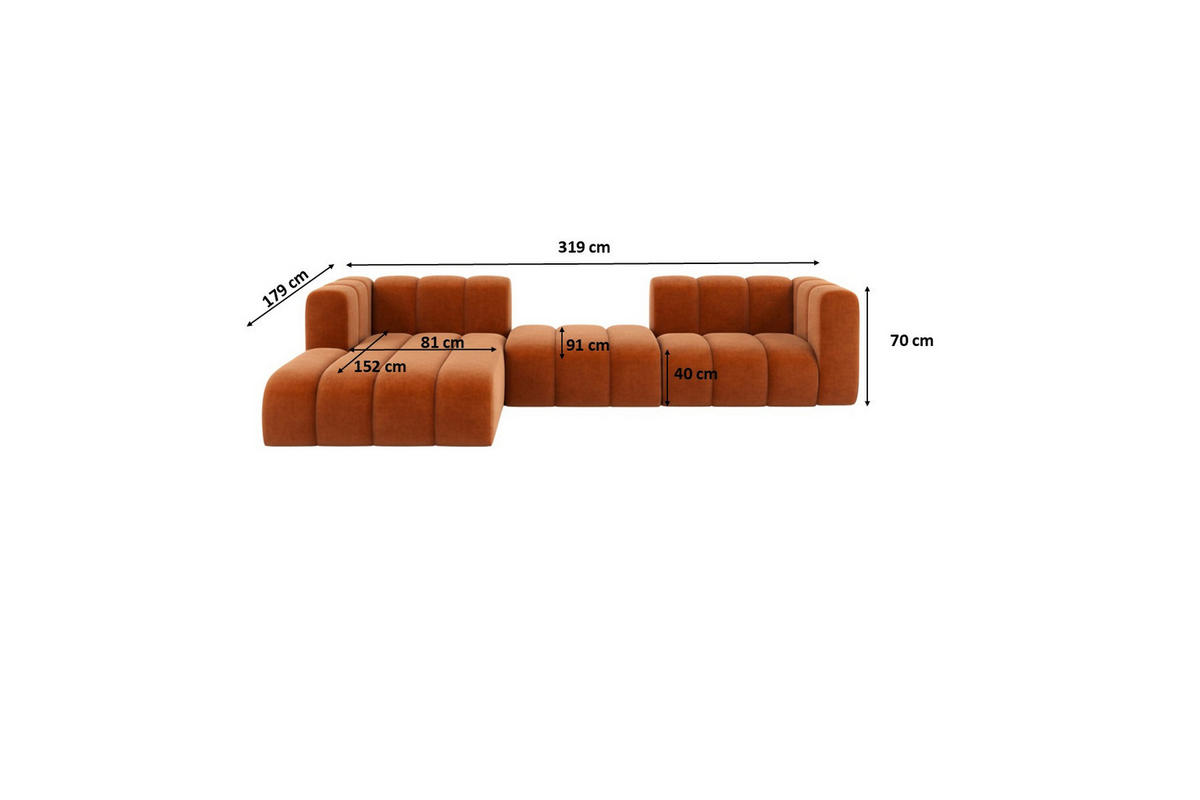 ECKSOFA L-Form Grand L 319 cm, Veloursstoff Salvador, Braun, Links - Braun, Holz (319/179cm) - Kaiser Möbel
