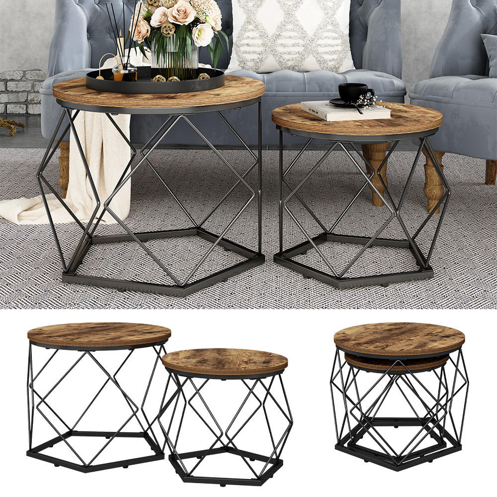 COUCHTISCH-SET Fyrk Eiche rustikal 50 x 40 cm 2 Teile - Wildeiche, Holzwerkstoff (40/50/50cm) - Vicco