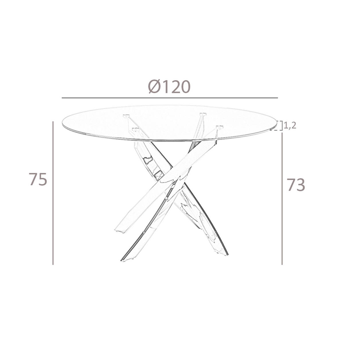 ESSTISCH Runder Esstisch aus gehärtetem Glas und rosa Stahl Ø120/75 cm - Pink/Hellrosa, Glas/Metall (120/120/75cm) - ANGEL CERDA