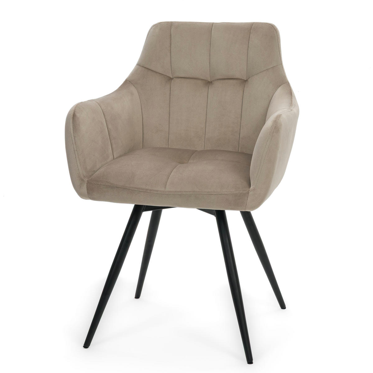 STUHL FANO drehbar gepolsterter mit Steppung - dunkelbeige - Velour - Hellbraun/Beige, Textil/Metall (58/83/59cm) - NEW HOME