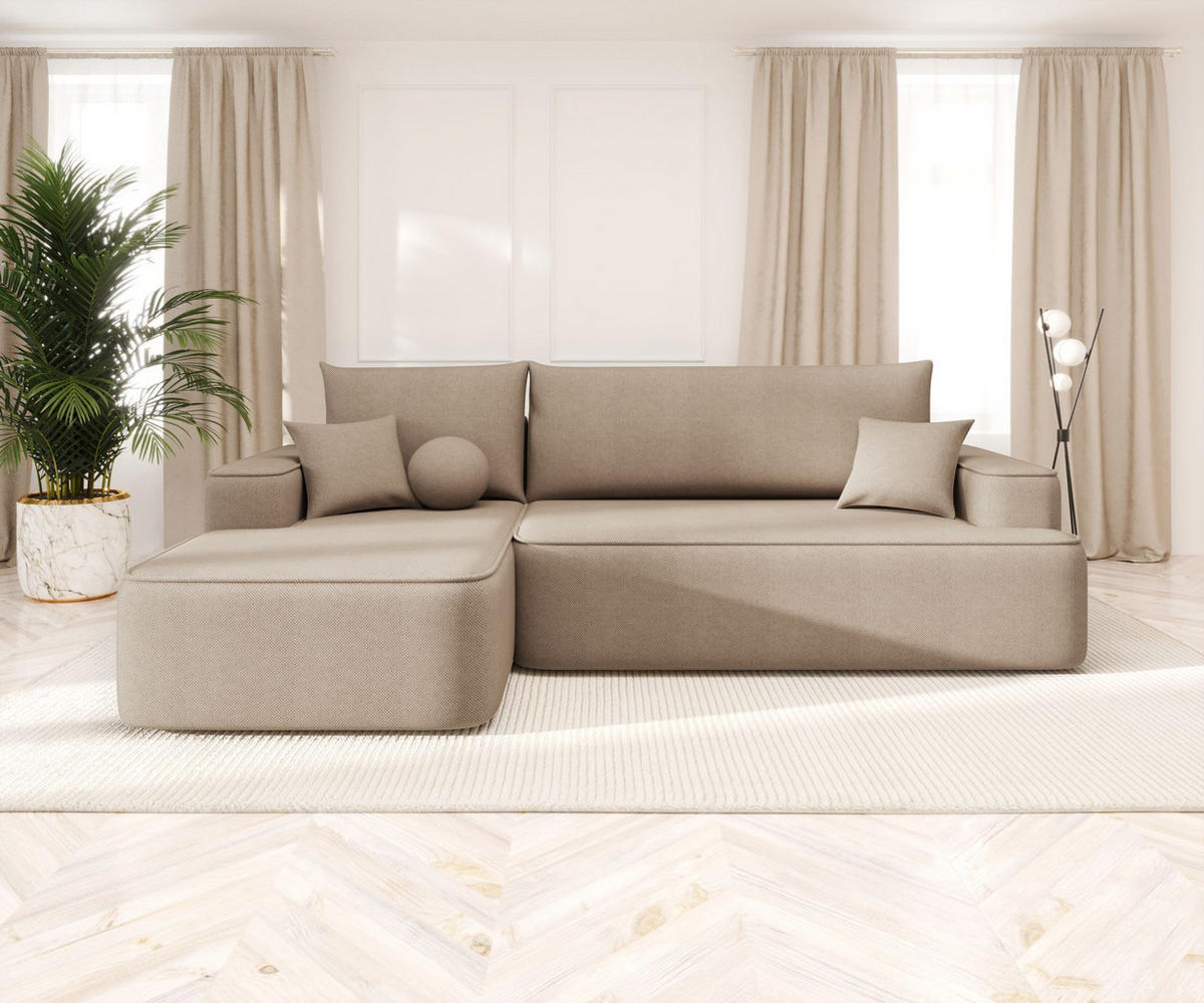 ECKSOFA mit Schlaffunktion FIGO Curio 15 Links - Beige, Textil (250/150cm) - Bedante