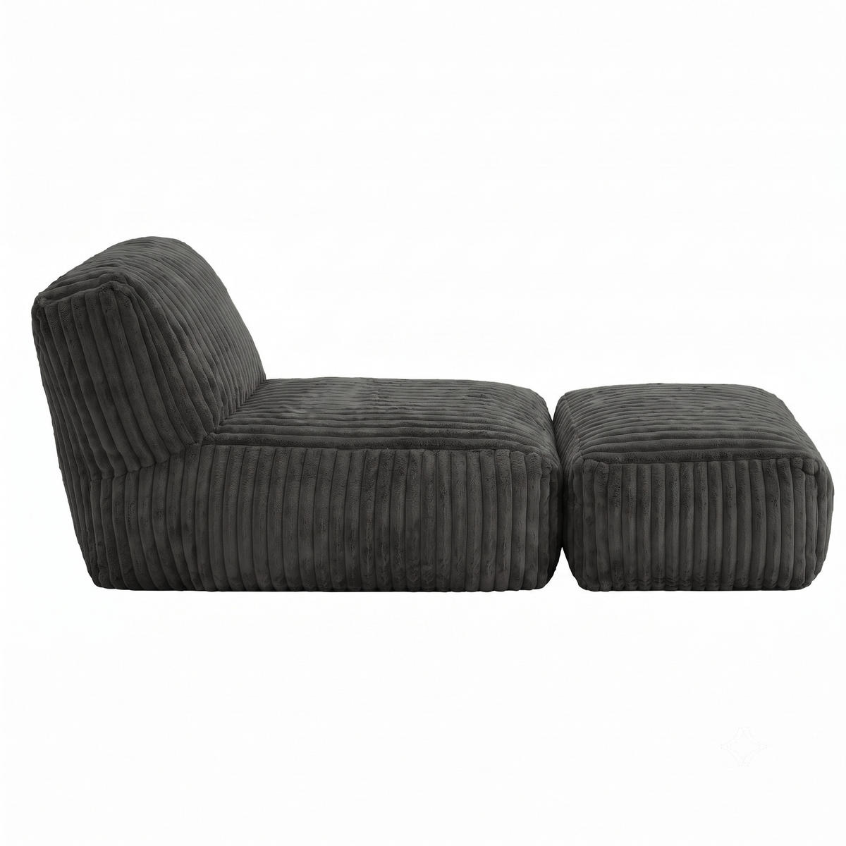 FÅTÖLJ MED PALL i manchester modulär och ergonomiskt stoppad - Mörkgrå, Textil (160/66/80cm) - Urban Meuble