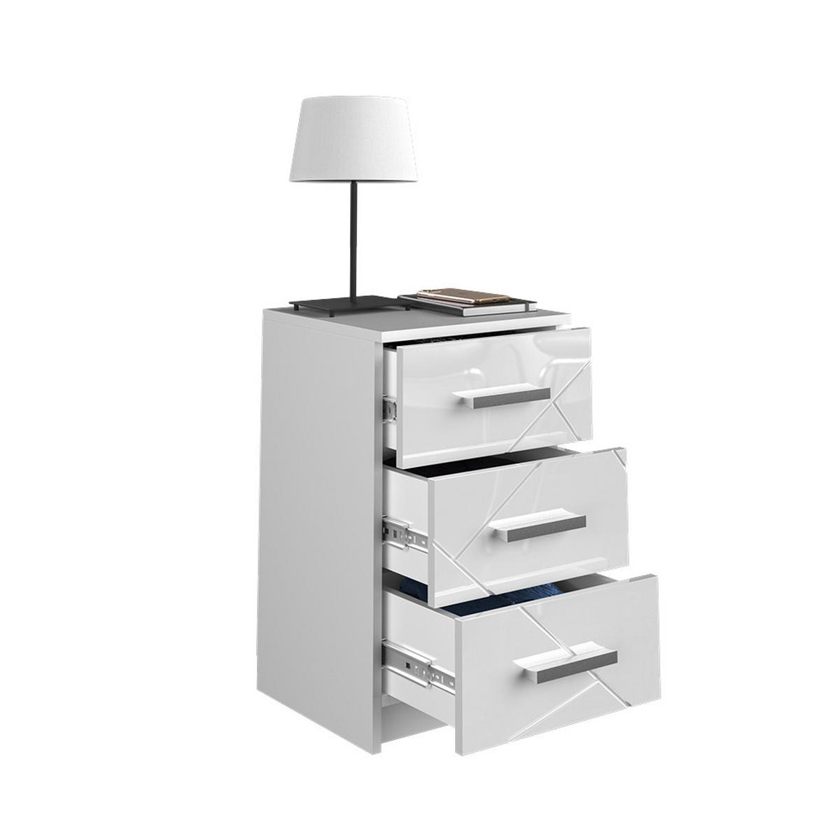 NACHTTISCH Irma Weiß 37.6 x 66 cm - Weiß, Holzwerkstoff (35.5/66/37.6cm) - Vicco