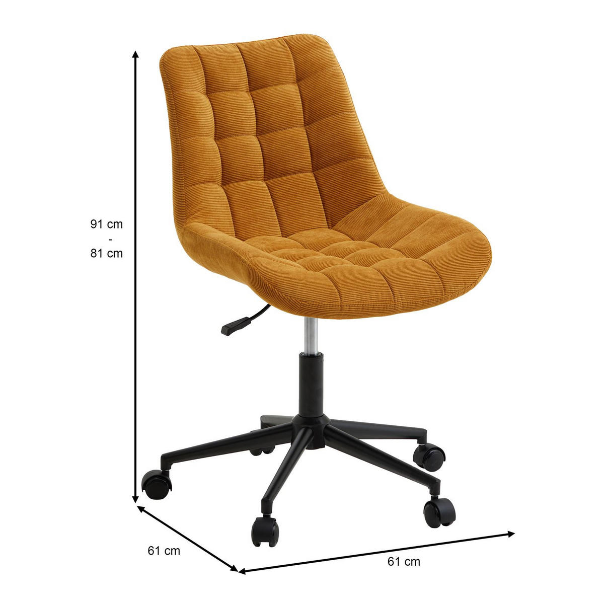 DREHSTUHL VASILO gelb - Gelb, Textil (54/80/61cm) - IDIMEX