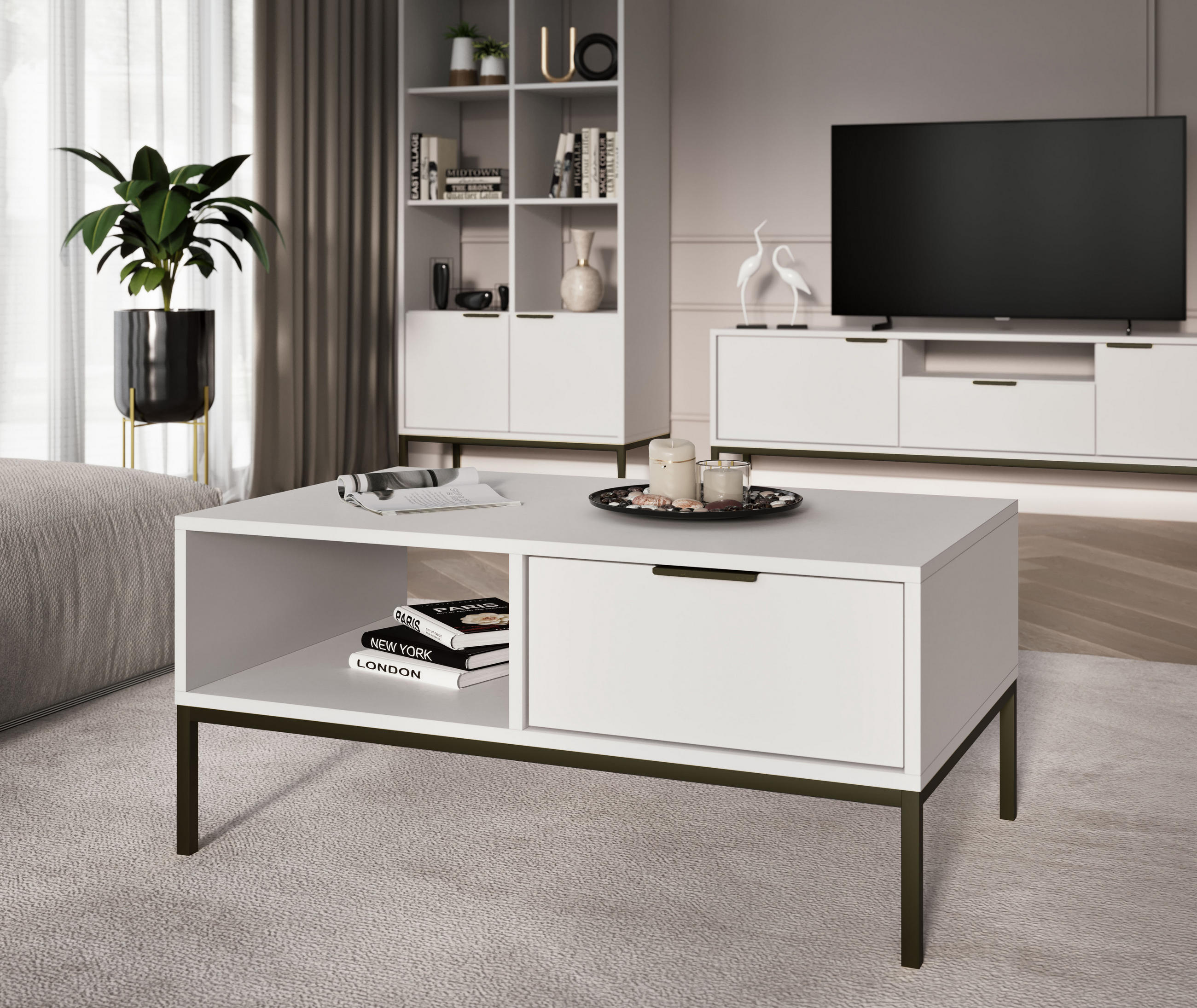 COUCHTISCH Austin60/45/80 - Schwarz/Weiß, Holzwerkstoff (80/60/45cm) - RAUMHIRSCH FURNITURE
