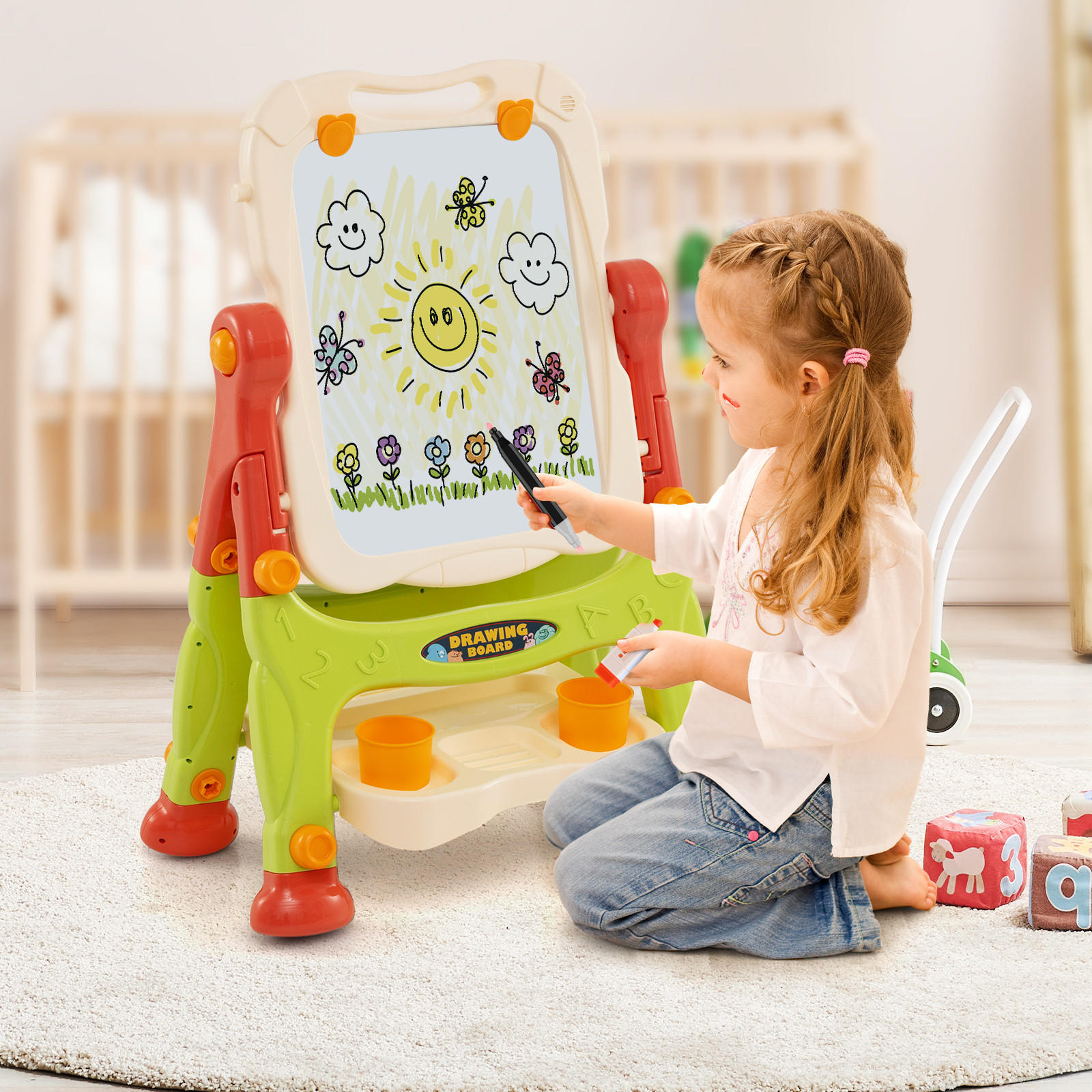 Thumbnail - Costway Kindertafel, Mehrfarbig, Rot, Kunststoff, 48x109x61 cm, Spielzeug, Kinderspielzeug, Malen & Basteln