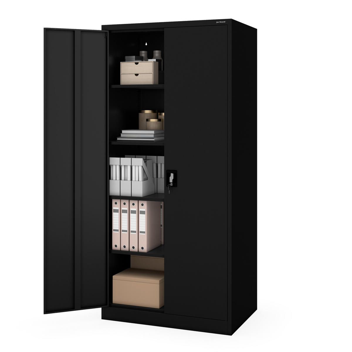 AKTENSCHRANK JAN H D600 - Schwarz, Metall (90/195/60cm) - Jan Nowak