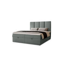 BOXBETT Malmo mit 2 Bettkästen, 200x200, Grau, Velourstoff, Doppelbett mit Bonell-Matratze - Grau, Holz/Kunststoff (200/200cm) - Marpur