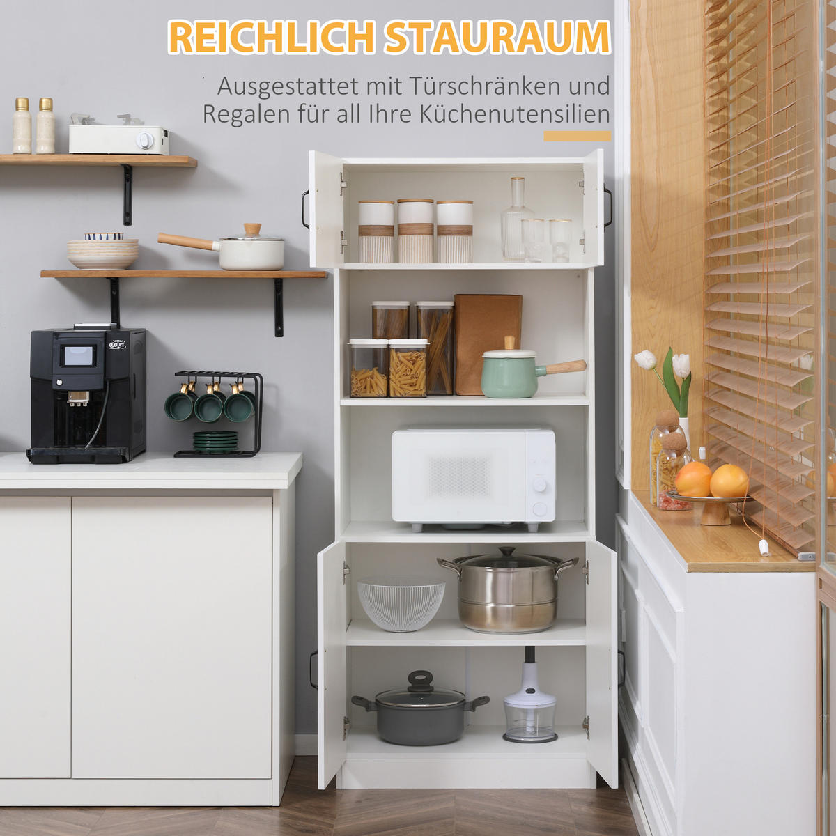 AUFBEWAHRUNGSSCHRANK, Spanplatte, Weiß, 70L x 40B x 170H cm - Weiß, Holzwerkstoff (40/170/70cm) - HOMCOM
