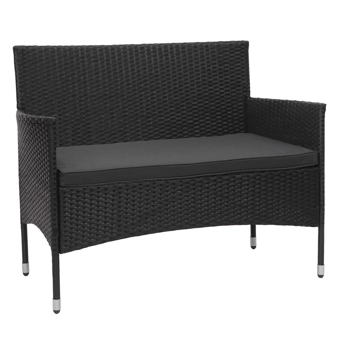 POLY-RATTAN GARNITUR Schwarz, Anthrazit - Anthrazit/Schwarz, Kunststoff - MCW
