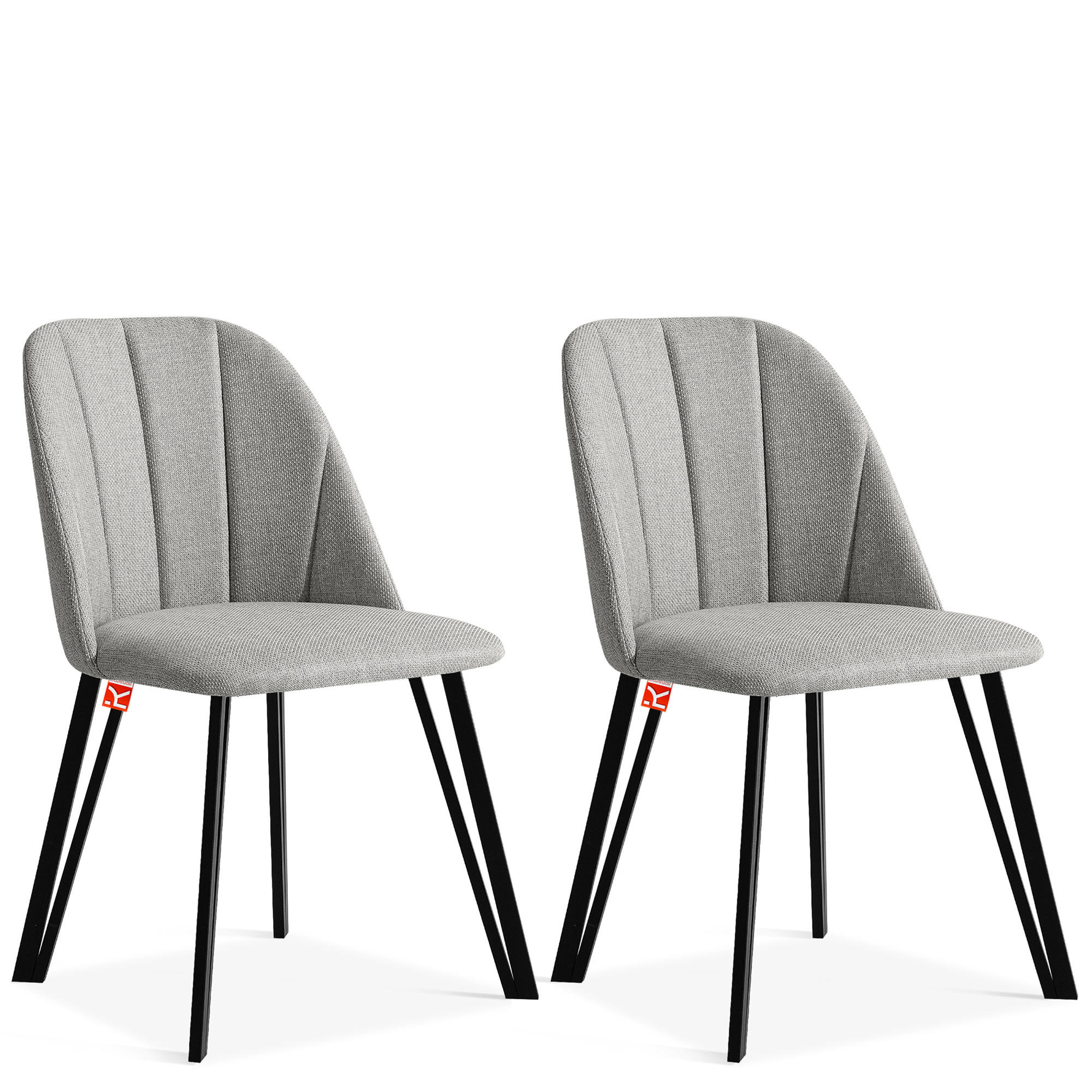 POLSTERSTUHL SPENO Esszimmerstühle 2er Set - Schwarz/Grau, Holz/Textil (52/85/58cm) - KONSIMO®