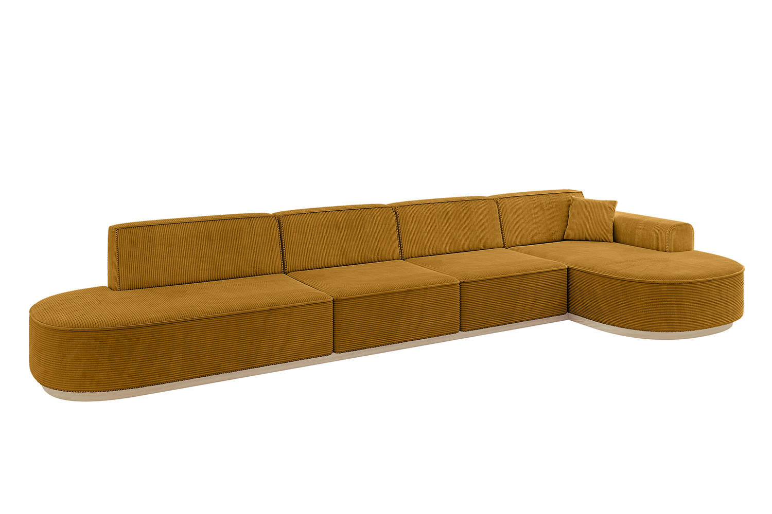 ECKSOFA Ottomane Rechts MARI-L3-v1 - 413x171x83 cm Senfgelb Cord - Gelb, Holzwerkstoff/Textil (171/413cm) - ALTDECOR