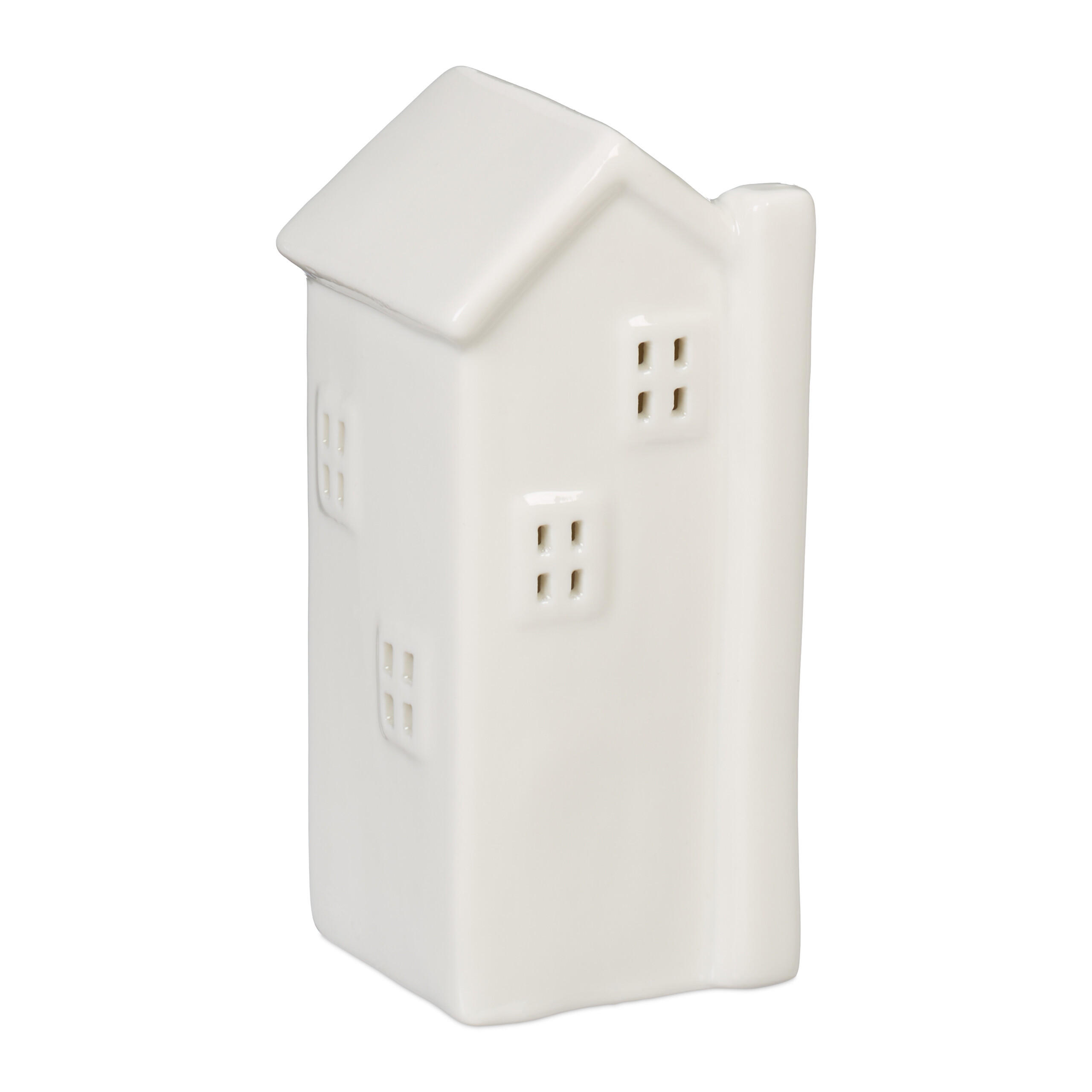 Relaxdays SVÍCEN Bílý porcelánový domeček na čajovou svíčku