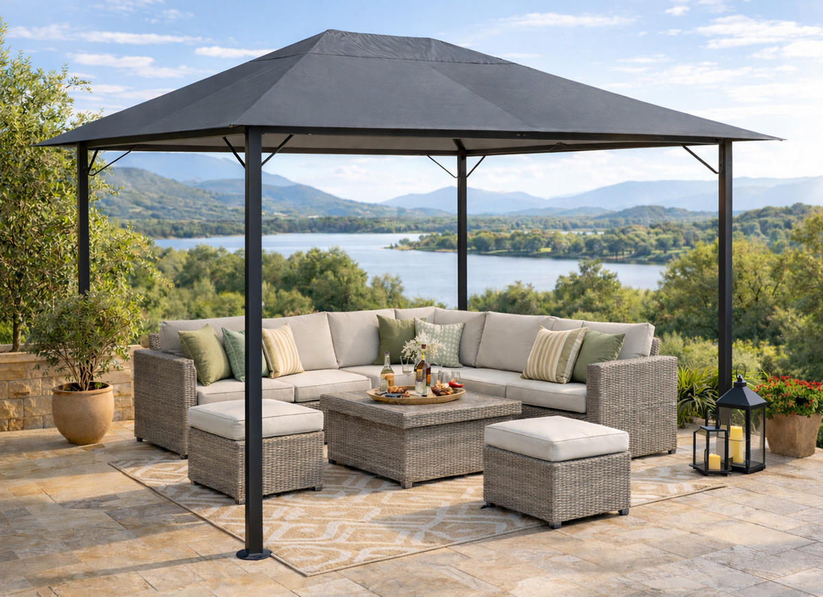 PAVILLON Nizza 3x4m Grau - Grau, Metall (300/263/400cm) - QUICK STAR