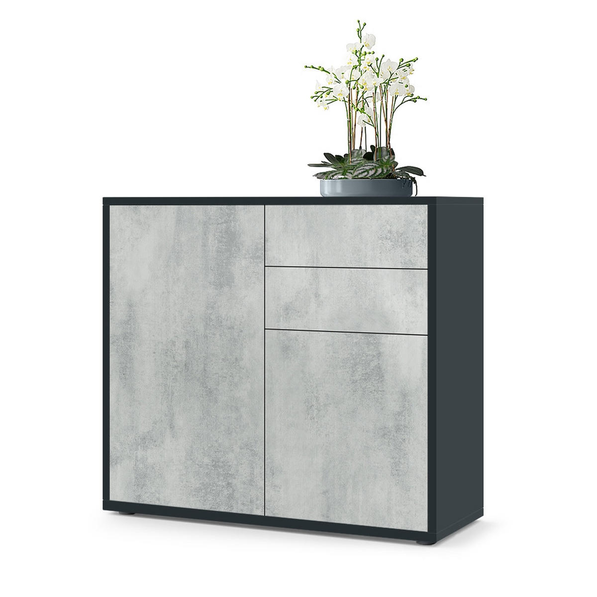KOMMODE Ben Front in Beton Oxid Optik - Hellgrau, Holzwerkstoff (79/74/36cm) - Vladon